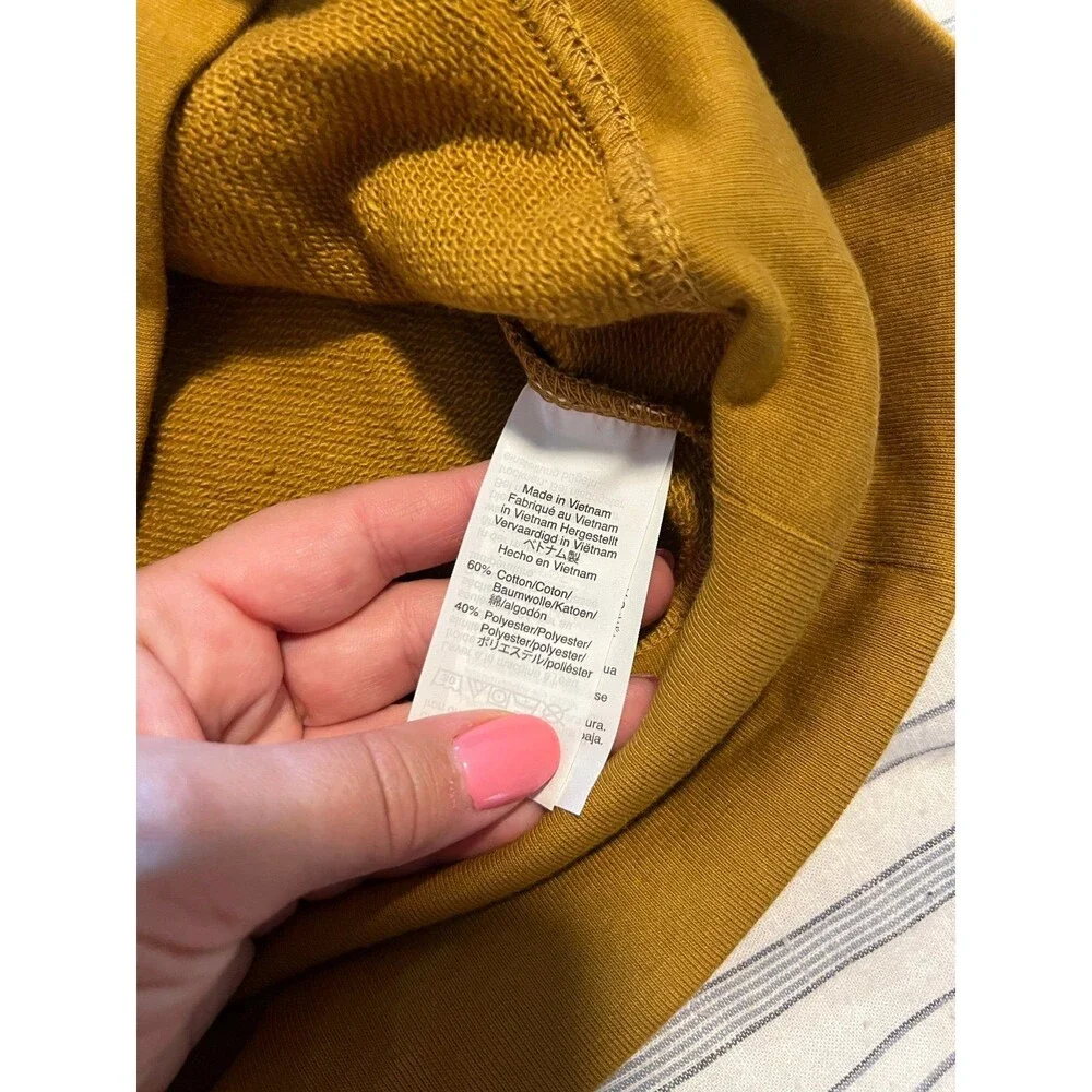 Madewell NWT! Banded Crewneck Polkadot Sweatshirt in Deep Mustard / Green Size M - Picture 12 of 12